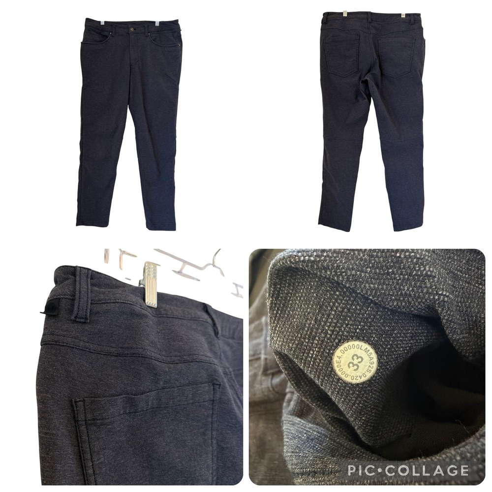 Lululemon ABC Pant Slim Grey Sz 33 Textured 5 Pocket Pants LM5A92S Tech Canvas